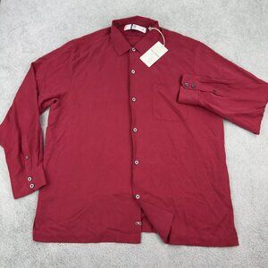 NWT Tommy Bahama Men's Long Sleeve Catalina Twill Shirt Rhumba Red 100% Silk L